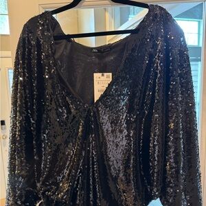 Zara Midnight Black Sequin Dress